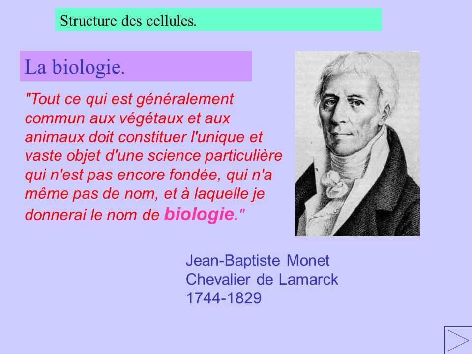 La biologie. Structure des cellules.