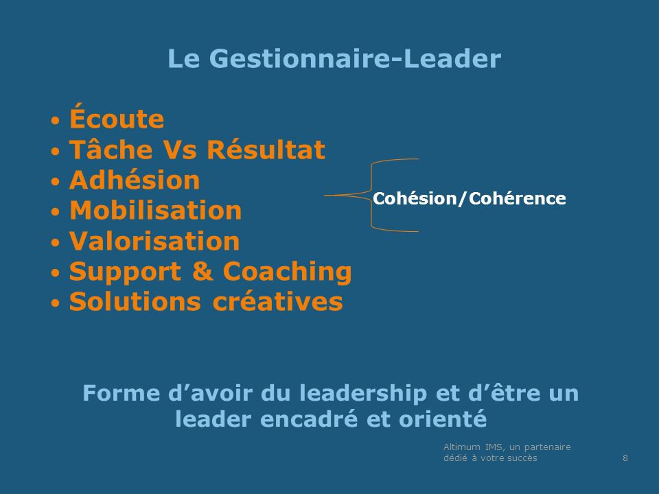 Forme d’avoir du leadership et d’être un leader encadré et orienté