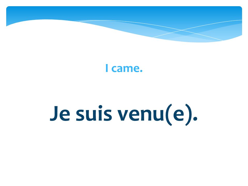 I came. Je suis venu(e).