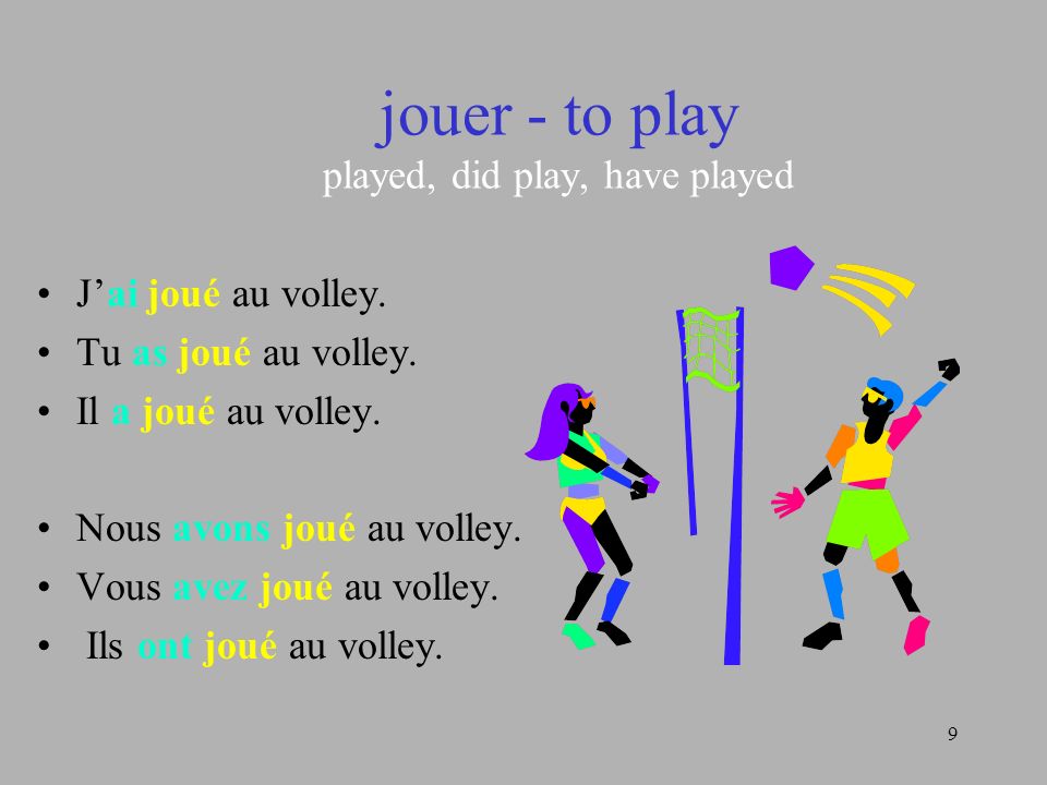 jouer - to play played, did play, have played
