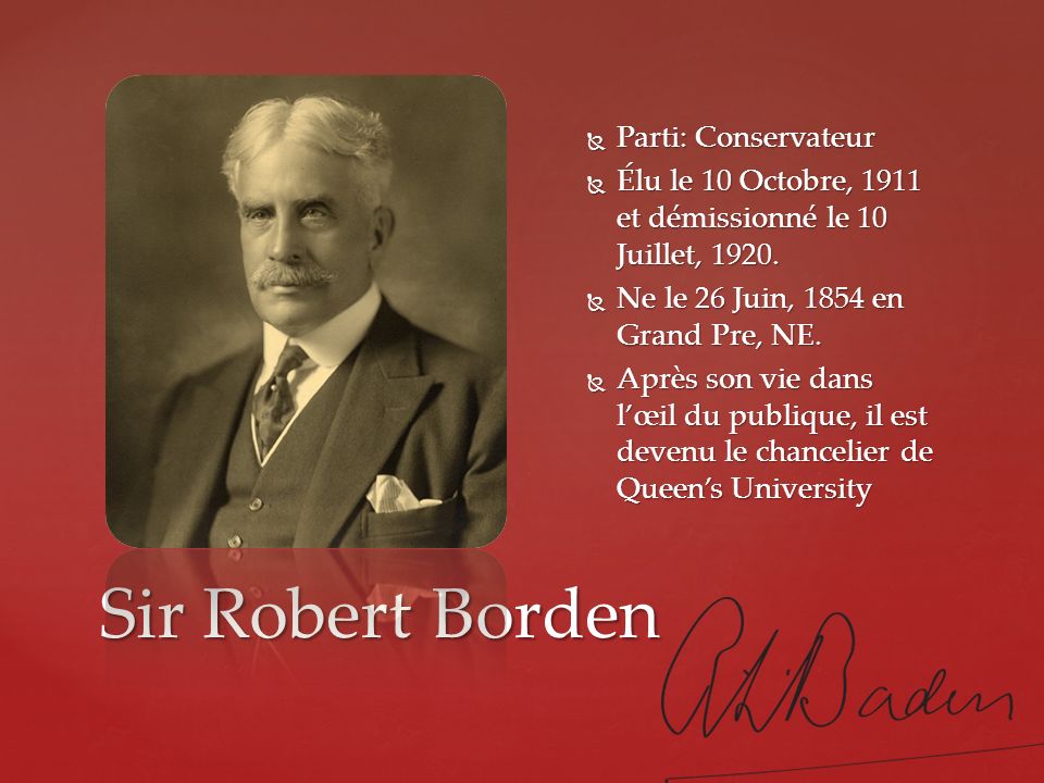 Sir Robert Borden Parti: Conservateur