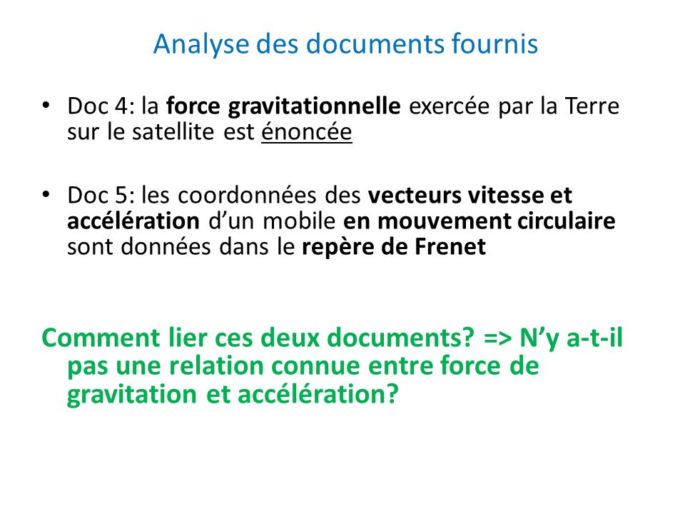 Analyse des documents fournis