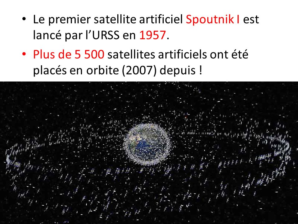 Le premier satellite artificiel Spoutnik I est lancé par l’URSS en 1957.