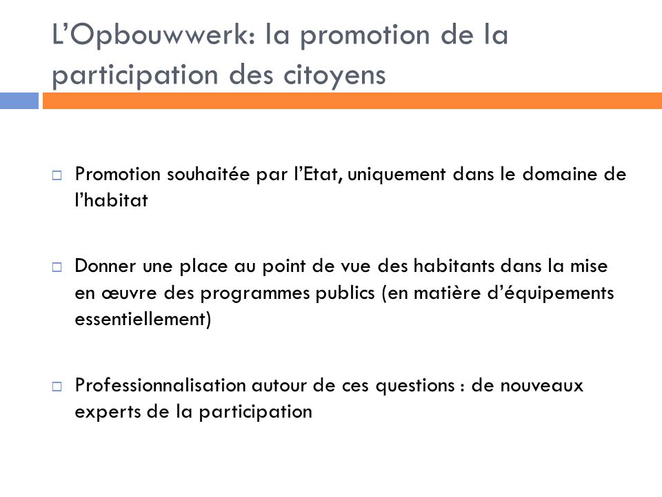 L’Opbouwwerk: la promotion de la participation des citoyens