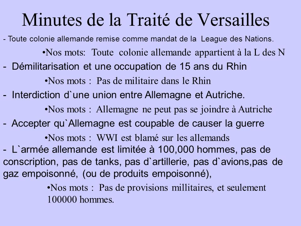 Minutes de la Traité de Versailles