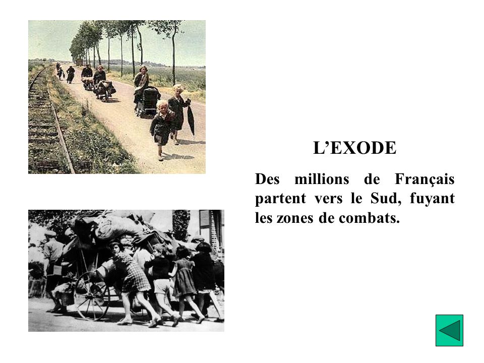L’EXODE Des millions de Français partent vers le Sud, fuyant les zones de combats.
