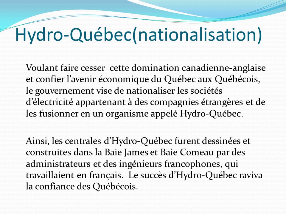 Hydro-Québec(nationalisation)