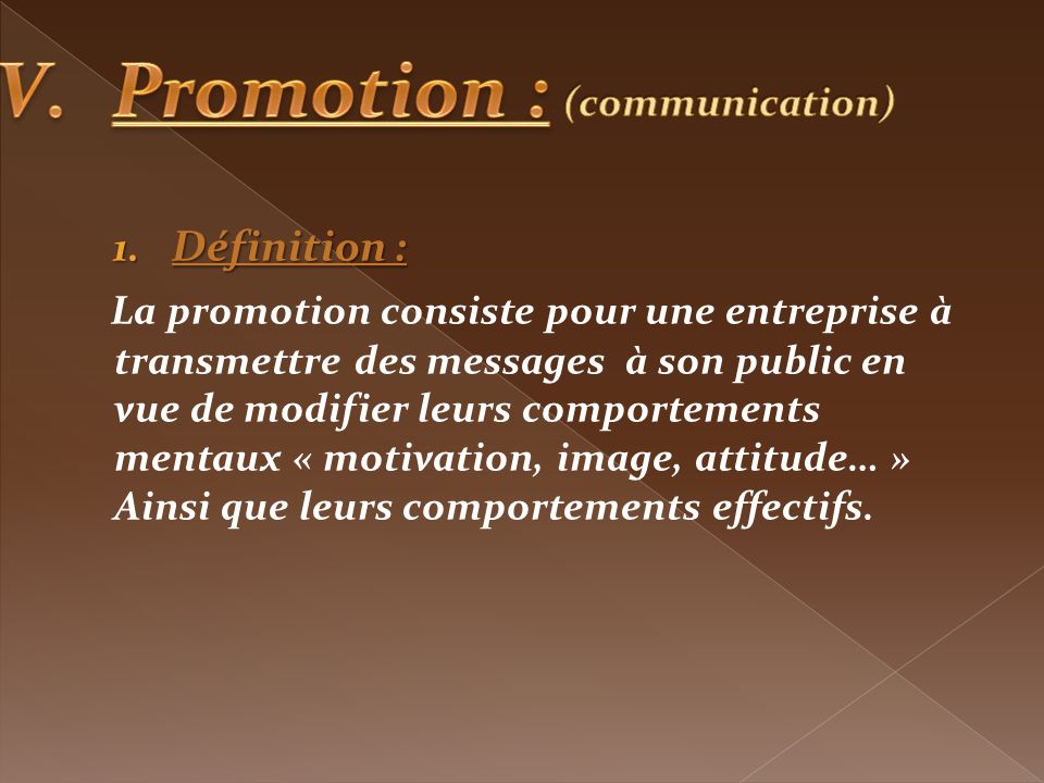 Promotion : Définition :