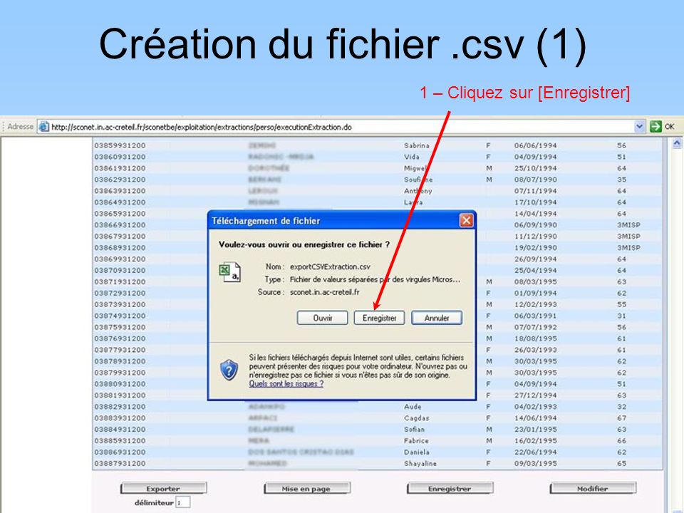 Création du fichier .csv (1)