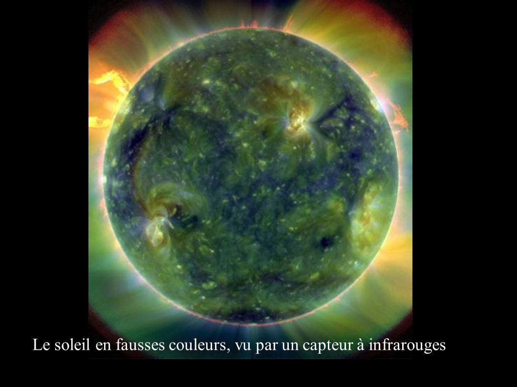 Le soleil en fausses couleurs, vu par un capteur à infrarouges
