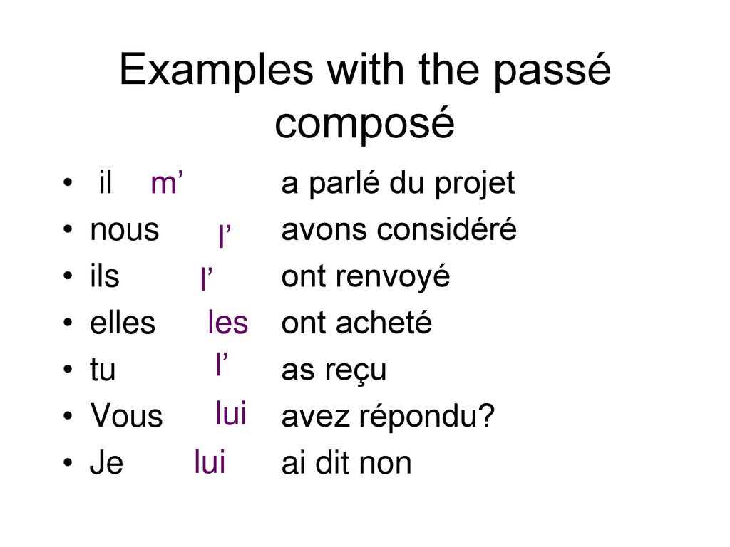 Examples with the passé composé