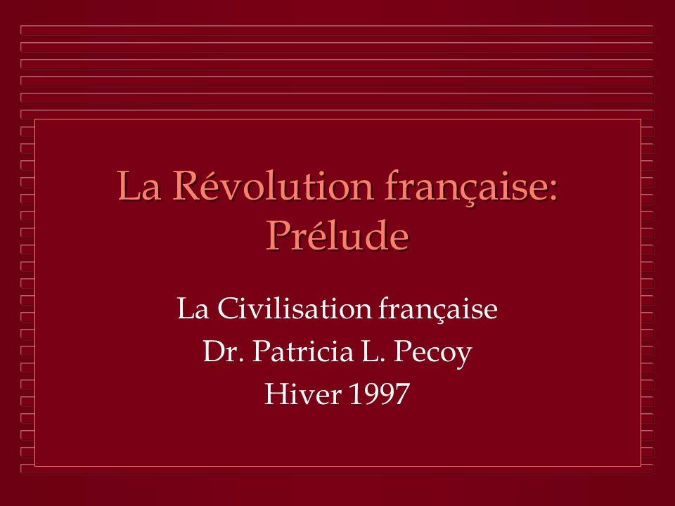 La Révolution française: Prélude