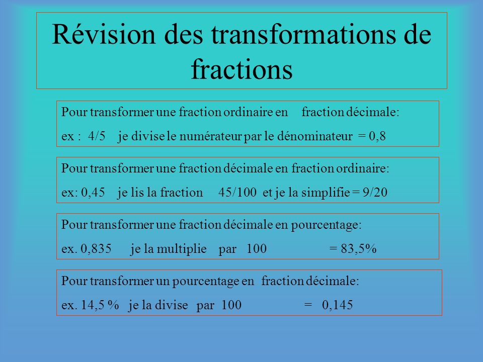 Révision des transformations de fractions