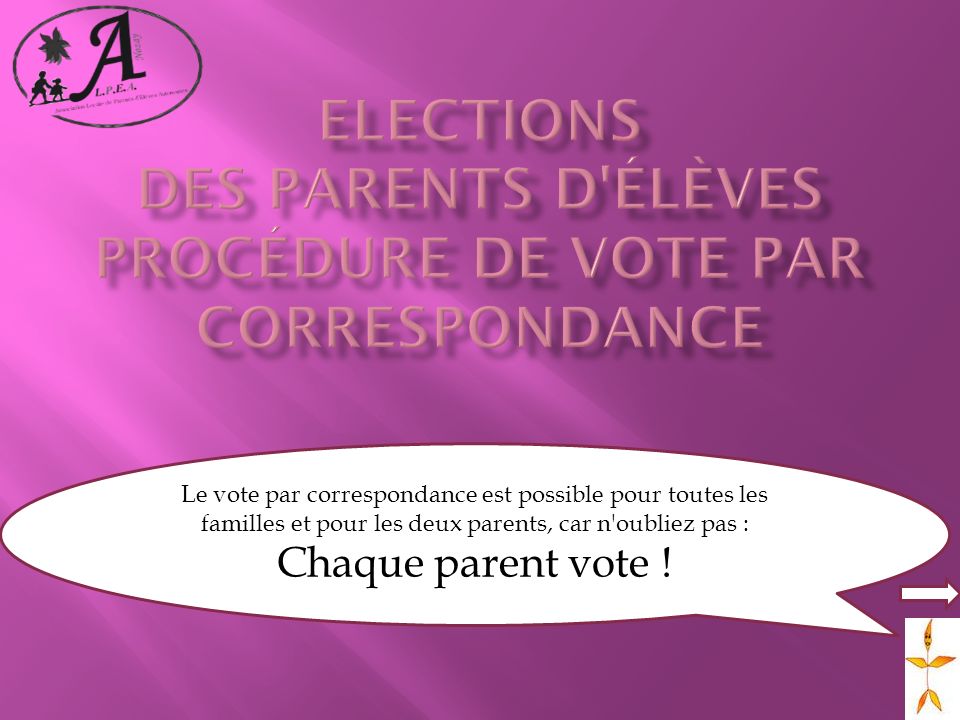 Elections des parents d élèves Procédure de vote par correspondance