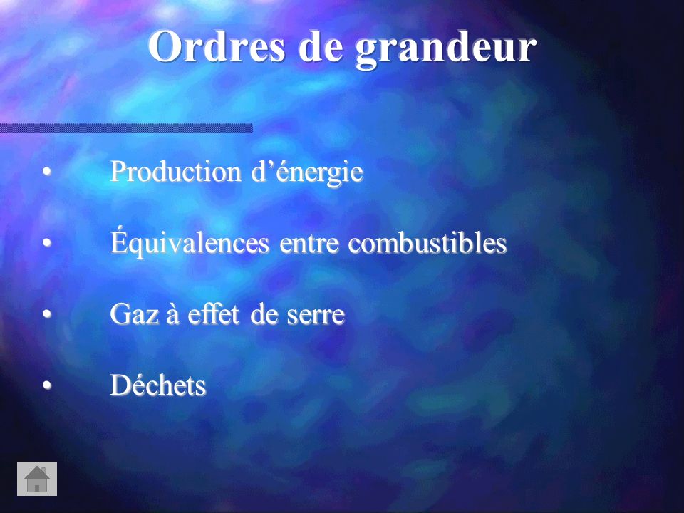Ordres de grandeur Production d’énergie