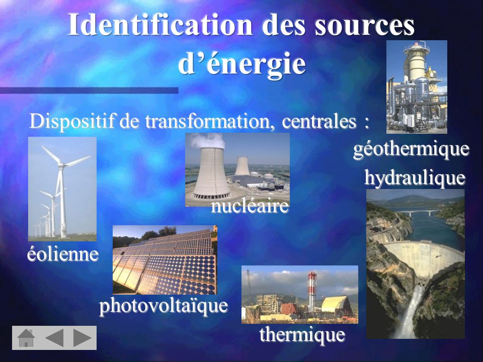 Identification des sources d’énergie