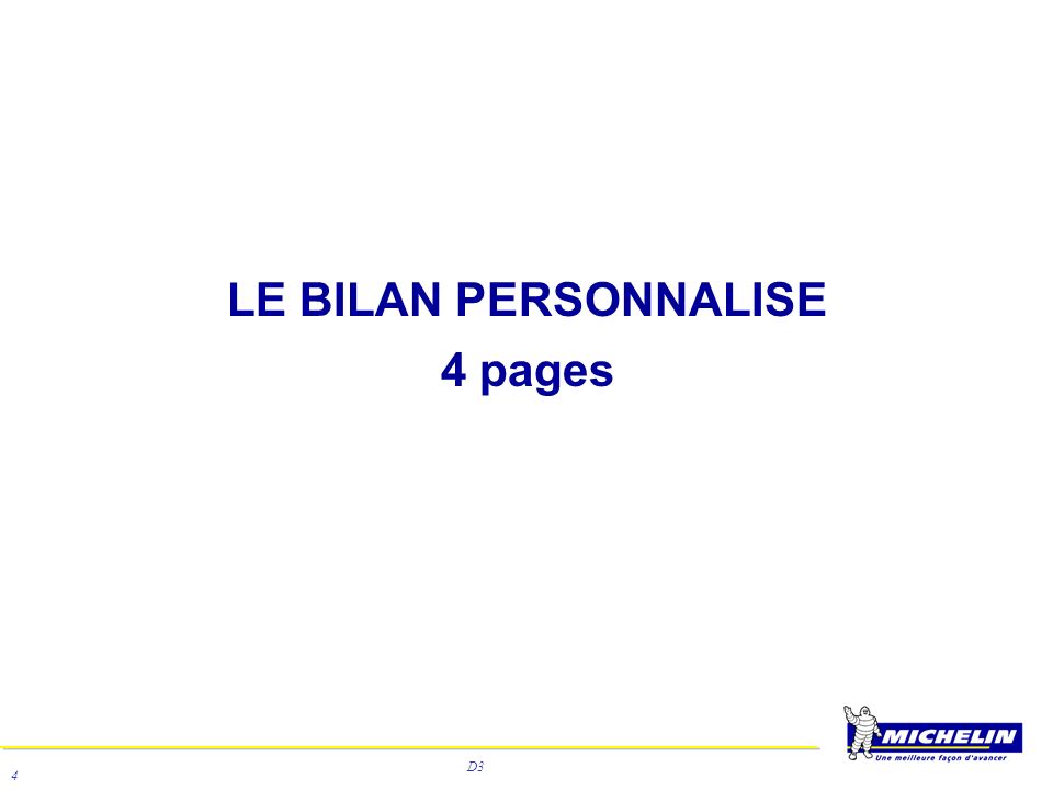 LE BILAN PERSONNALISE 4 pages