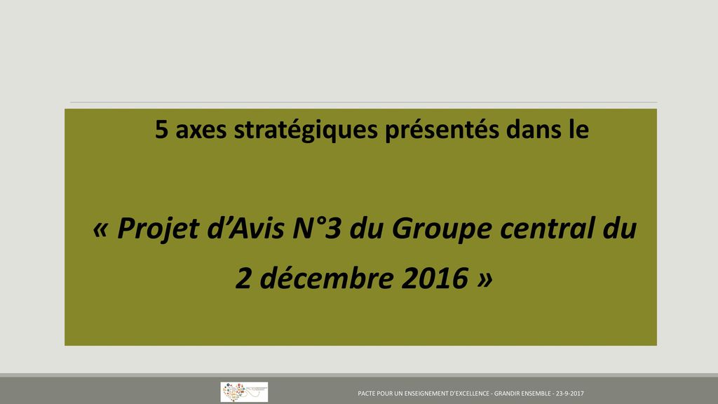 « Projet d’Avis N°3 du Groupe central du 2 décembre 2016 »