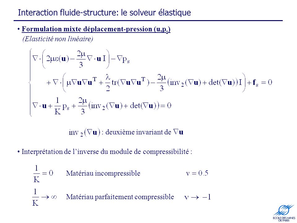 Interaction fluide-structure: le solveur élastique