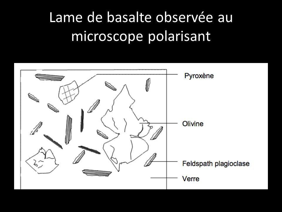 Lame de basalte observée au microscope polarisant