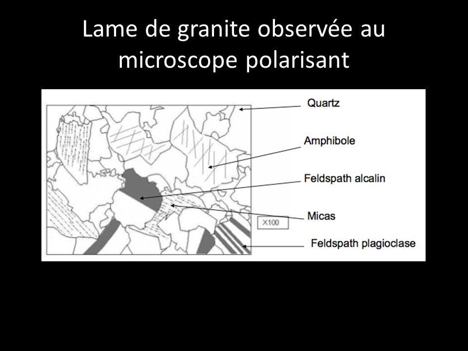 Lame de granite observée au microscope polarisant