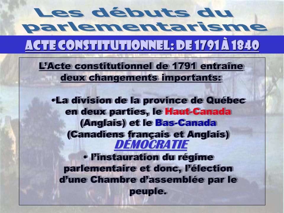 ACTE CONSTITUTIONNEL: DE 1791 À 1840