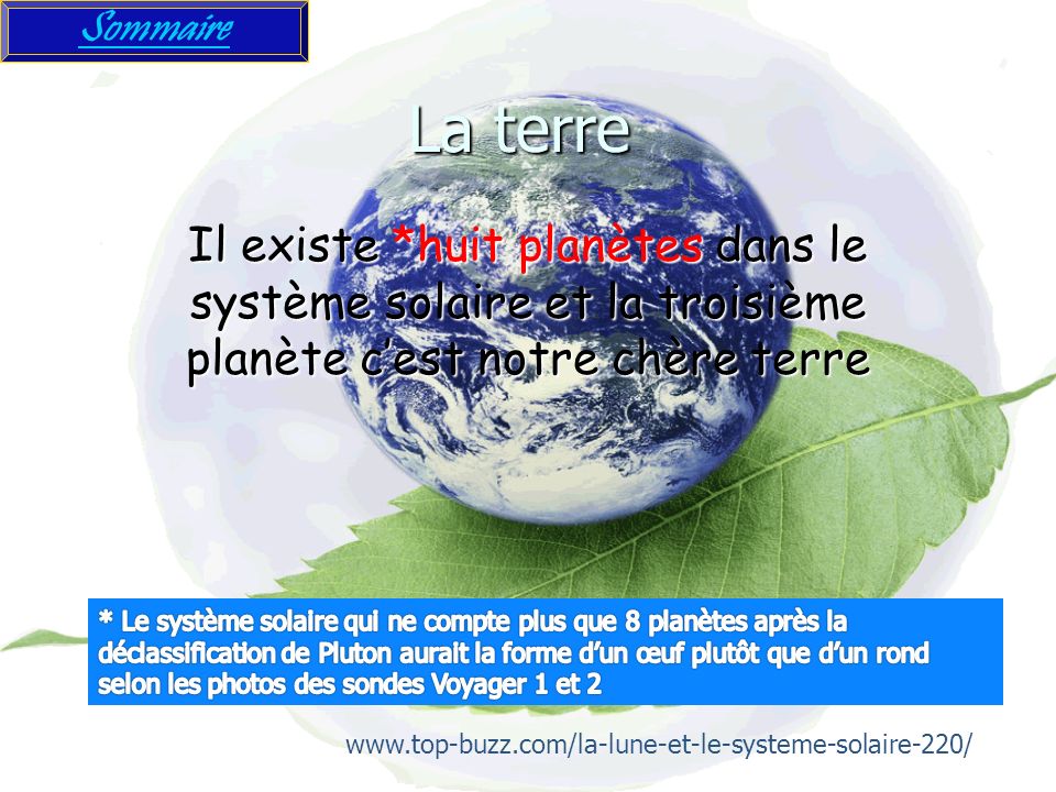 Sommaire La Terre Citations Sur La Terre Carte D Identite De La Terre Ppt Video Online Telecharger