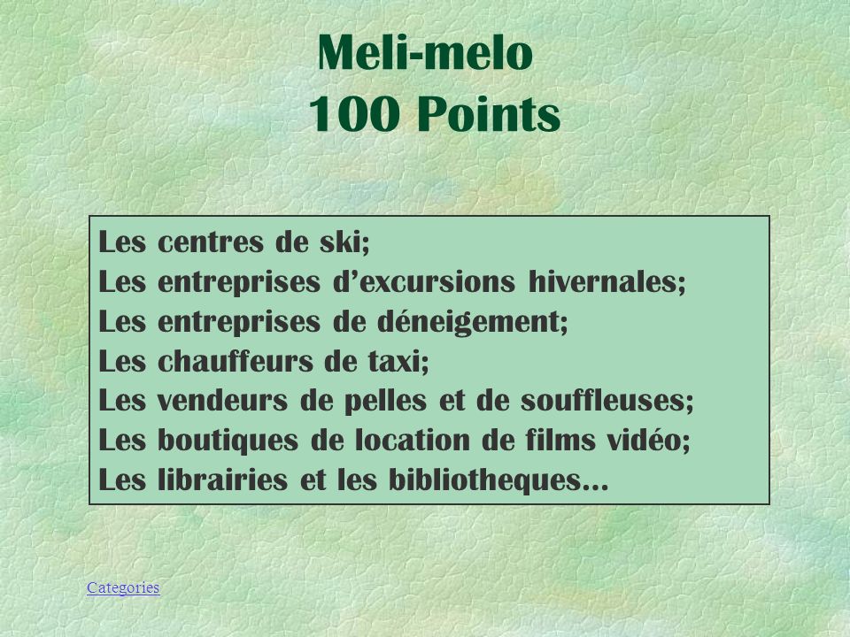 Meli-melo 100 Points Les centres de ski;