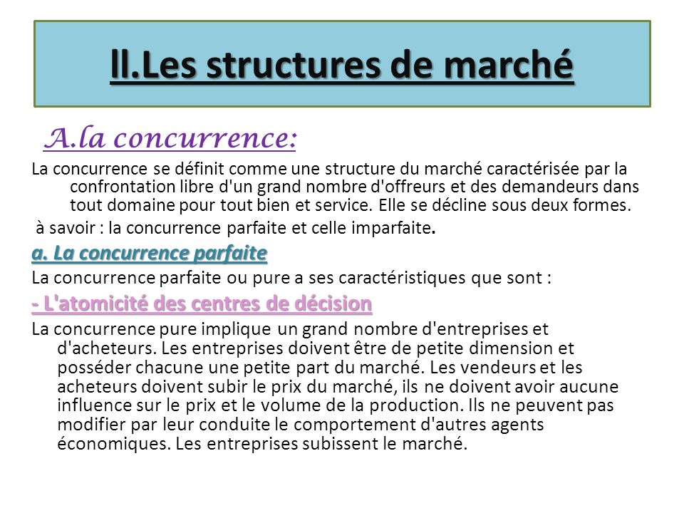 ll.Les structures de marché