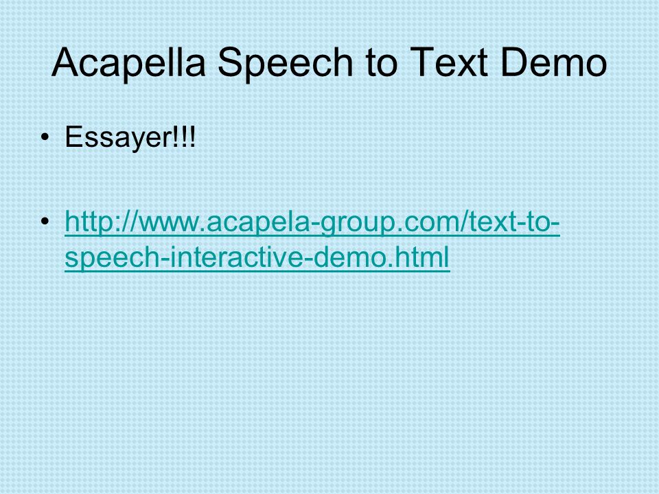 Acapella Speech to Text Demo