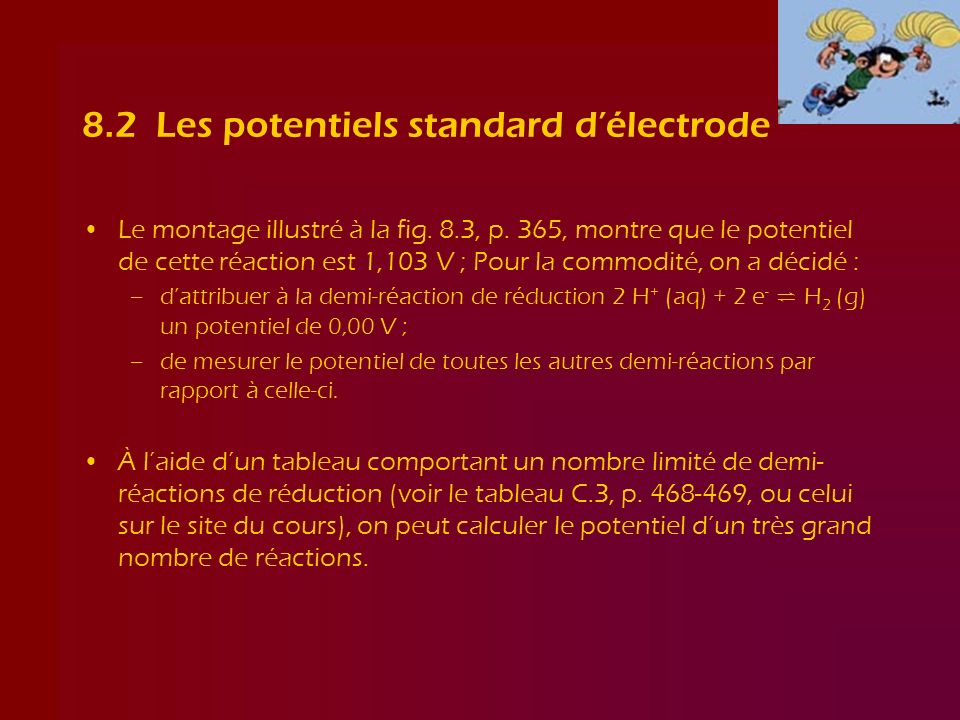 8.2 Les potentiels standard d’électrode