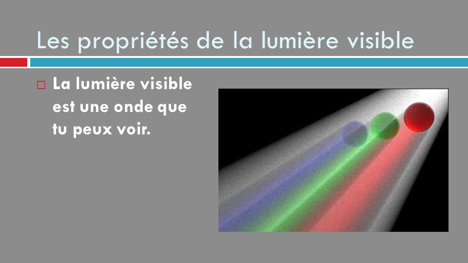 Les propriétés de la lumière visible