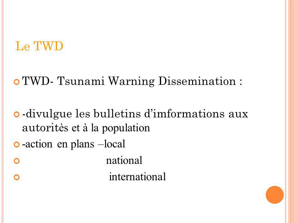 Le TWD TWD- Tsunami Warning Dissemination :
