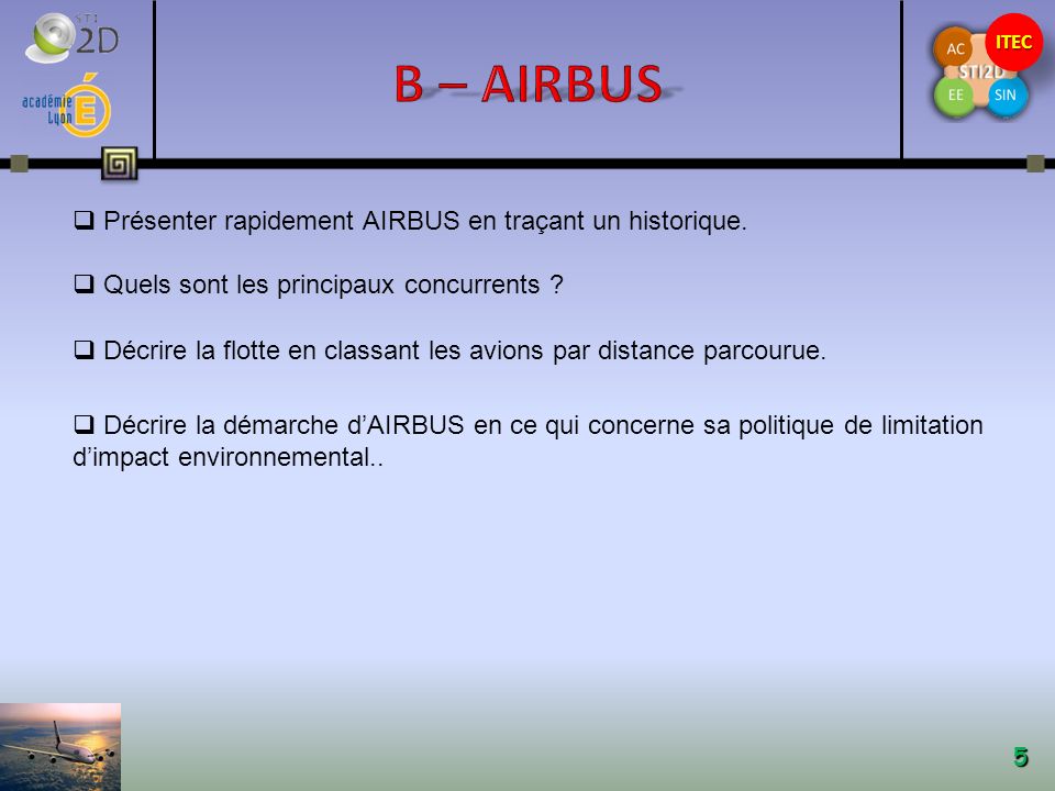 B – AIRBUS Présenter rapidement AIRBUS en traçant un historique.