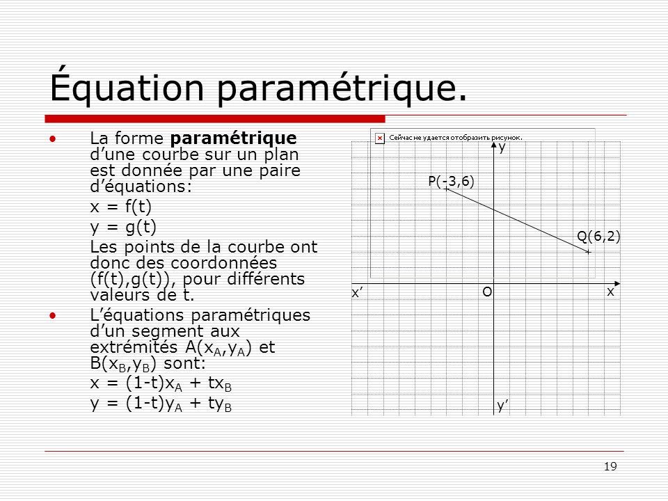 Équation paramétrique.
