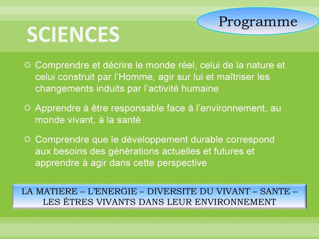 Programme SCIENCES.
