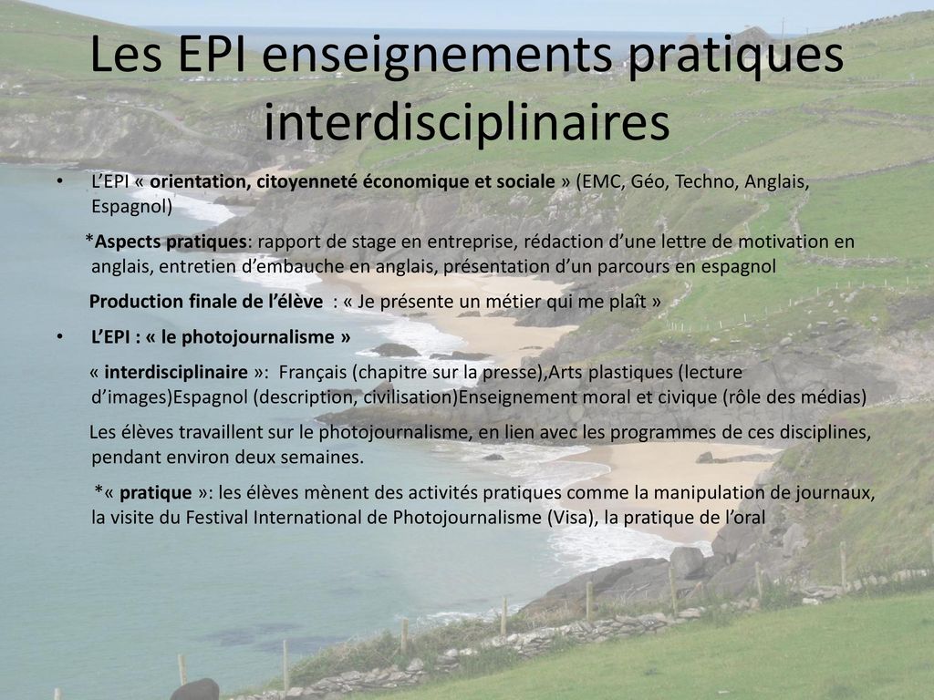 Les EPI enseignements pratiques interdisciplinaires