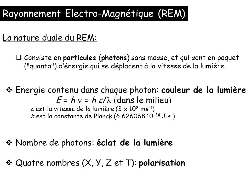 Rayonnement Electro-Magnétique (REM)