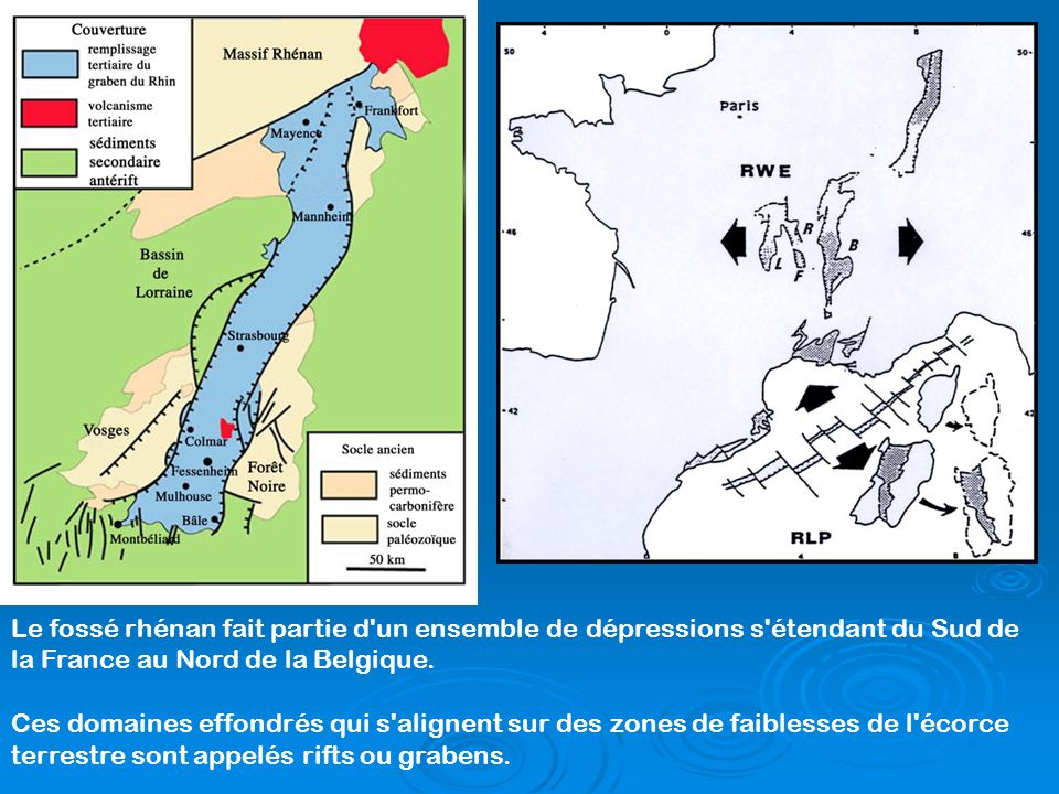Le fossé rhénan fait partie d un ensemble de dépressions s étendant du Sud de la France au Nord de la Belgique.