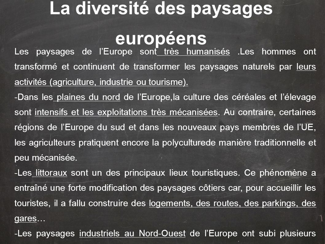 La diversité des paysages européens
