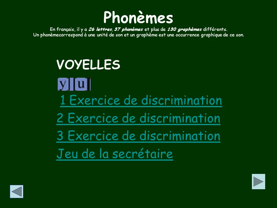 Phonèmes En français, il y a 26 lettres, 37 phonèmes et plus de 130 graphèmes différents. Un phonèmecorrespond à une unité de son et un graphème est une occurrence graphique de ce son.