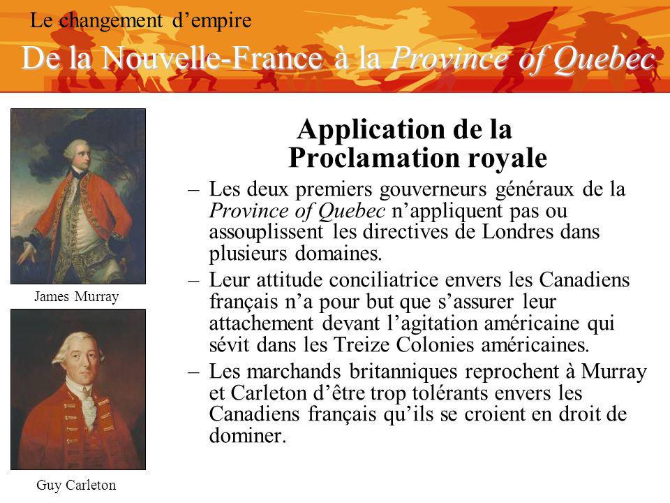 Application de la Proclamation royale