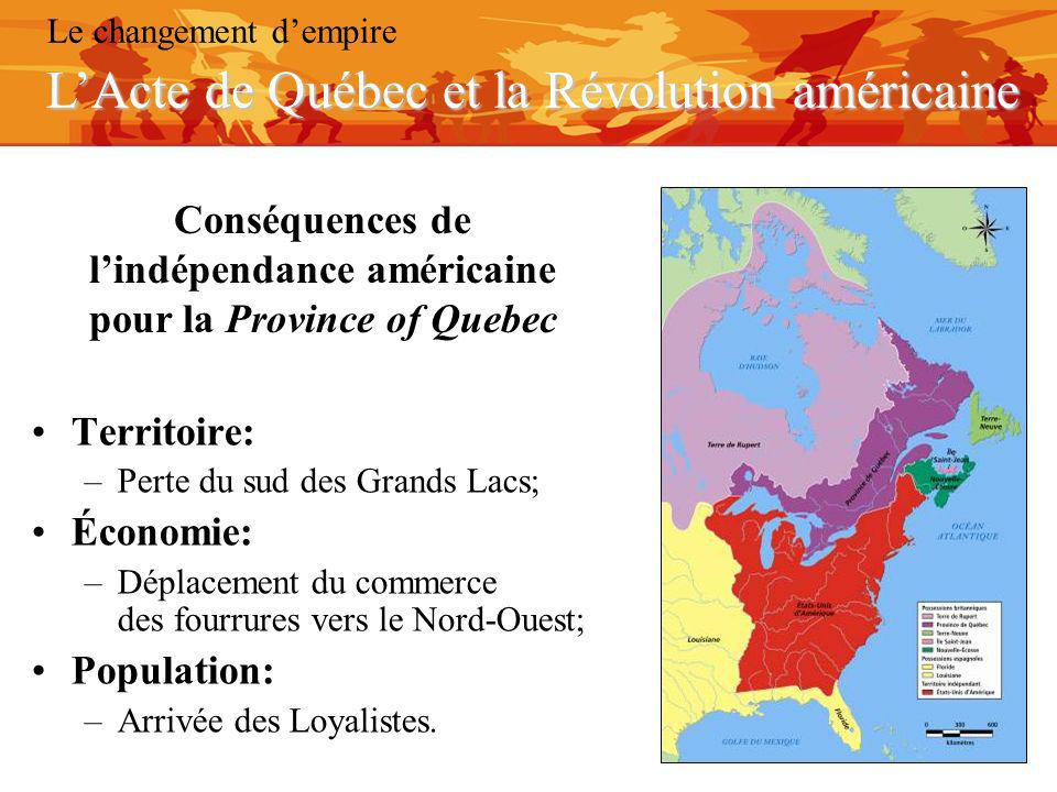 Conséquences de l’indépendance américaine pour la Province of Quebec
