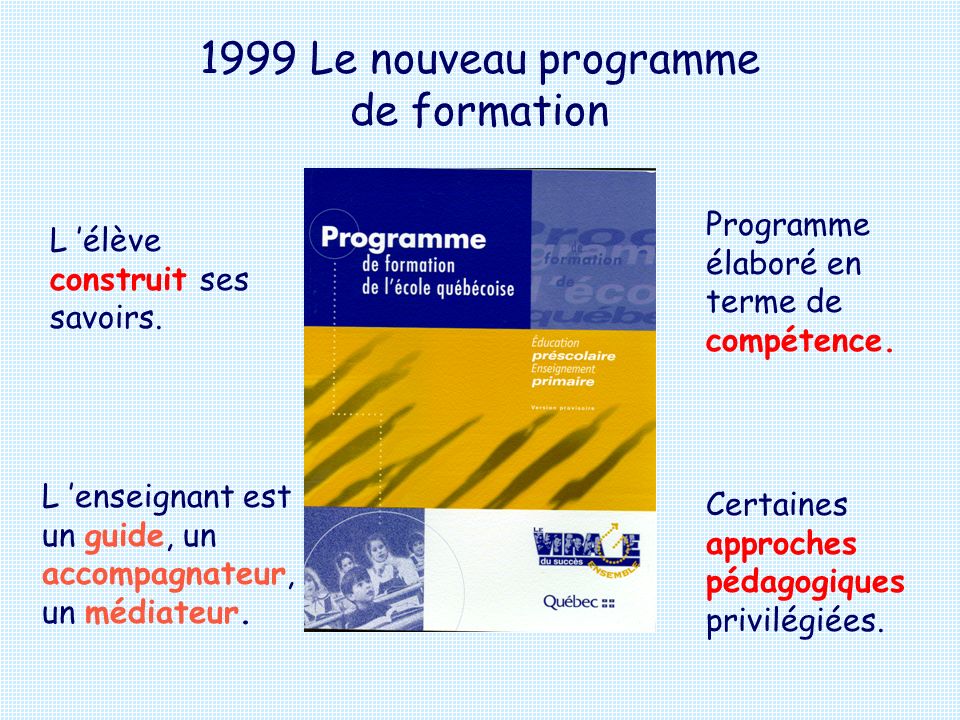1999 Le nouveau programme de formation