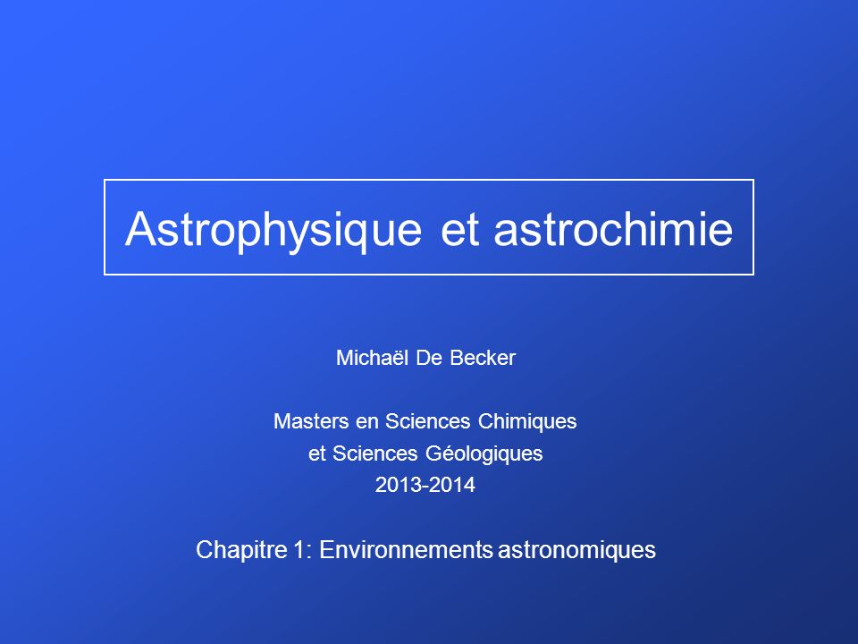 Astrophysique et astrochimie