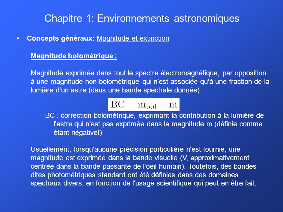 Chapitre 1: Environnements astronomiques