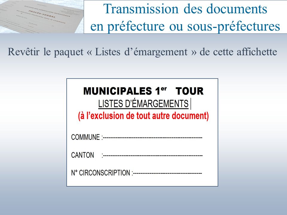 Transmission des documents en préfecture ou sous-préfectures