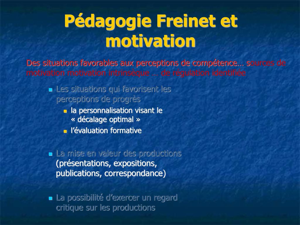 Pédagogie Freinet et motivation
