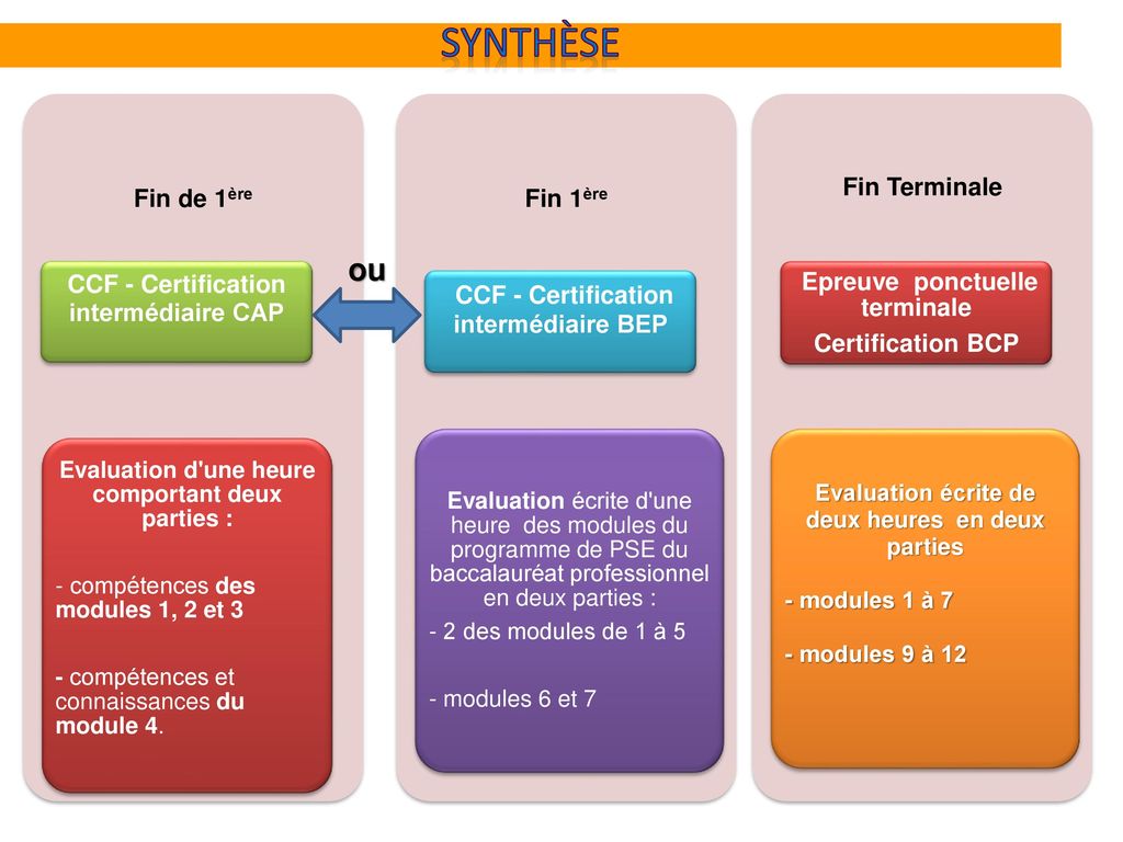 synthèse ou CCF - Certification intermédiaire BEP