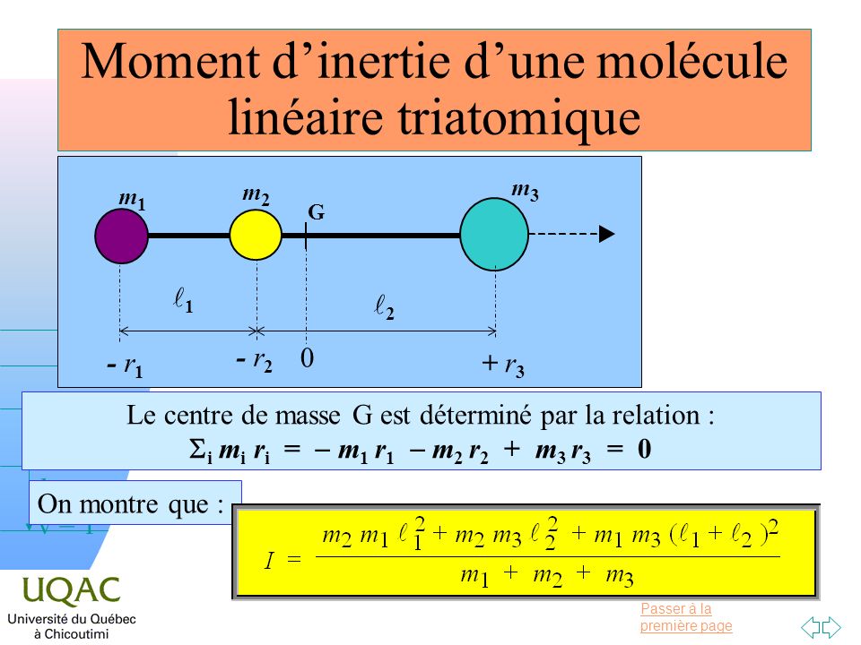 Moment d’inertie d’une molécule linéaire triatomique